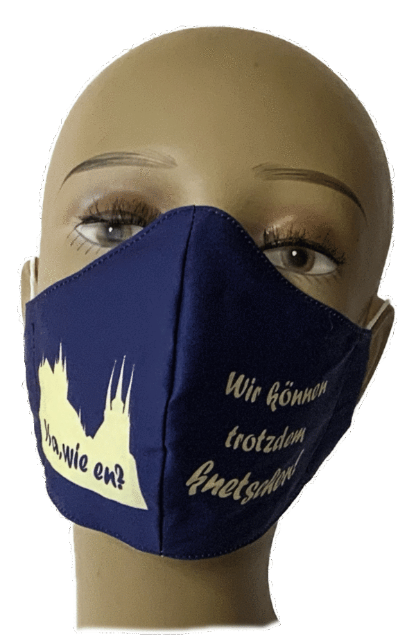 Mund-, Nasenschutzmaske, Erfurt blau, Contrado-Druck